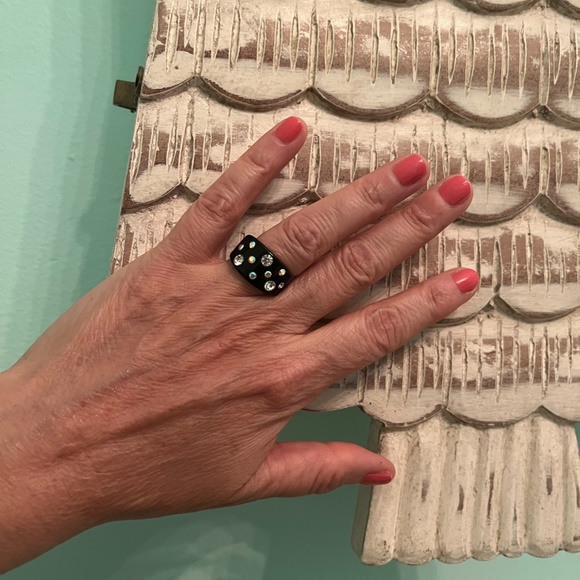 Nordstrom "Ring in Black shiny Resin and rhinestones" - Picture 3 of 3